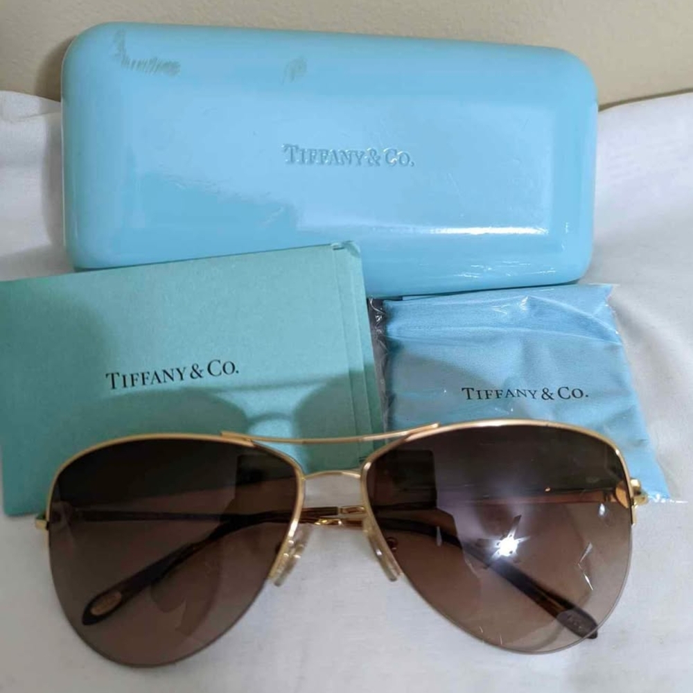 Tiffany & Co. Gold and Brown Sunglasses Accessories